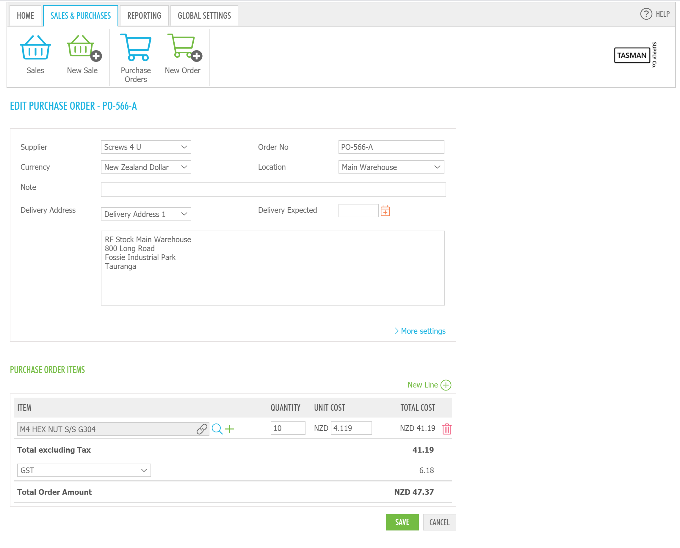 Edit A Purchase Order
